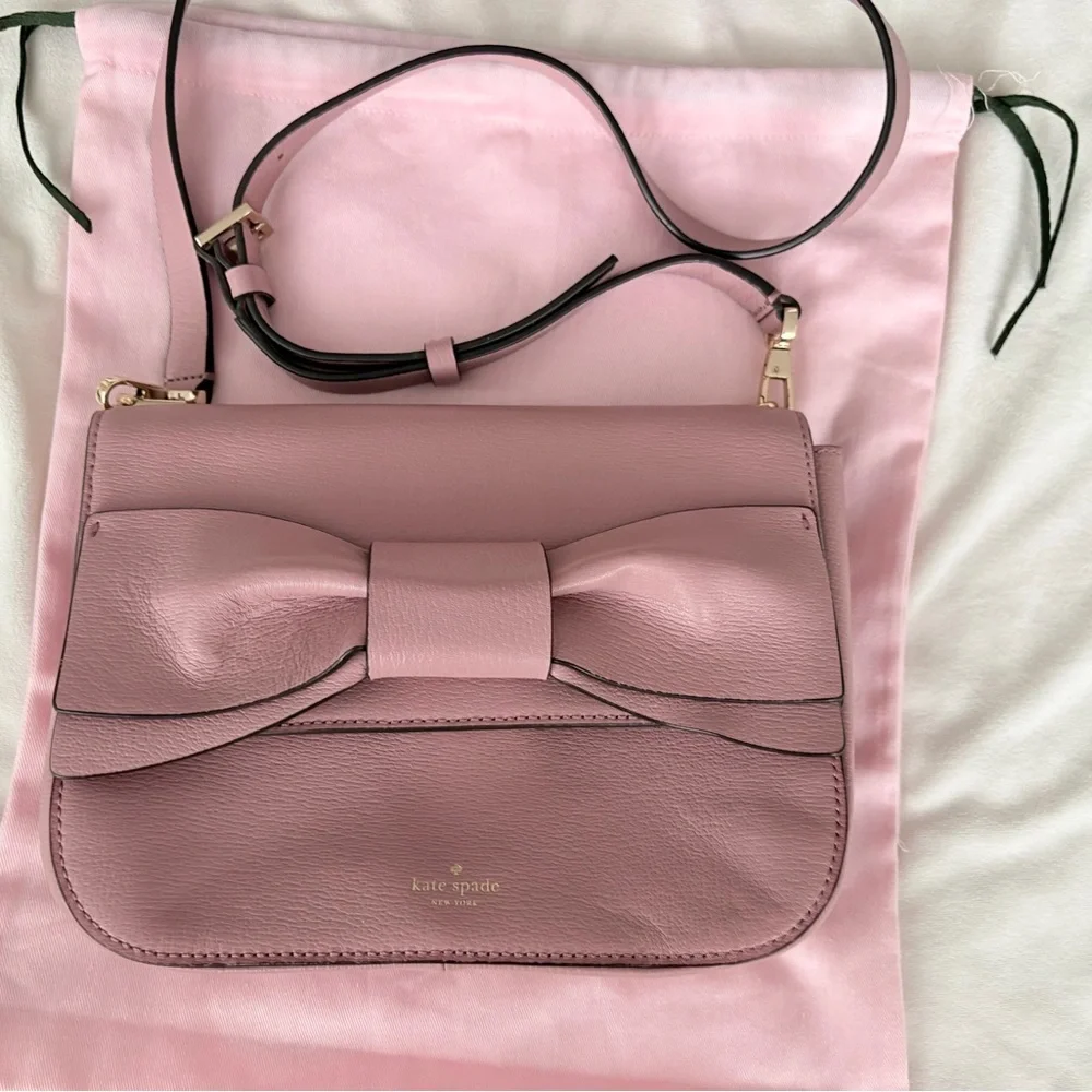 Kate Spade New York Pink Bow Crossbody Bag Burgundy Interior